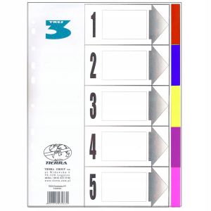 Przekładki Tres A5 kolorowe laminowane 1-5